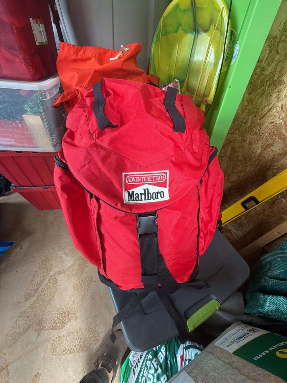 Vintage Marlboro Adventure Team Large Hiking Backpack Camping Rucksack Red